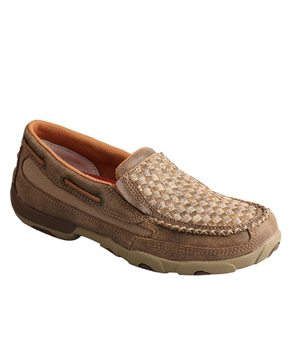 Twisted X Women's Basket Weave Slip On Driving Moc- Style #WDMS017 ! desc :  ! caption :