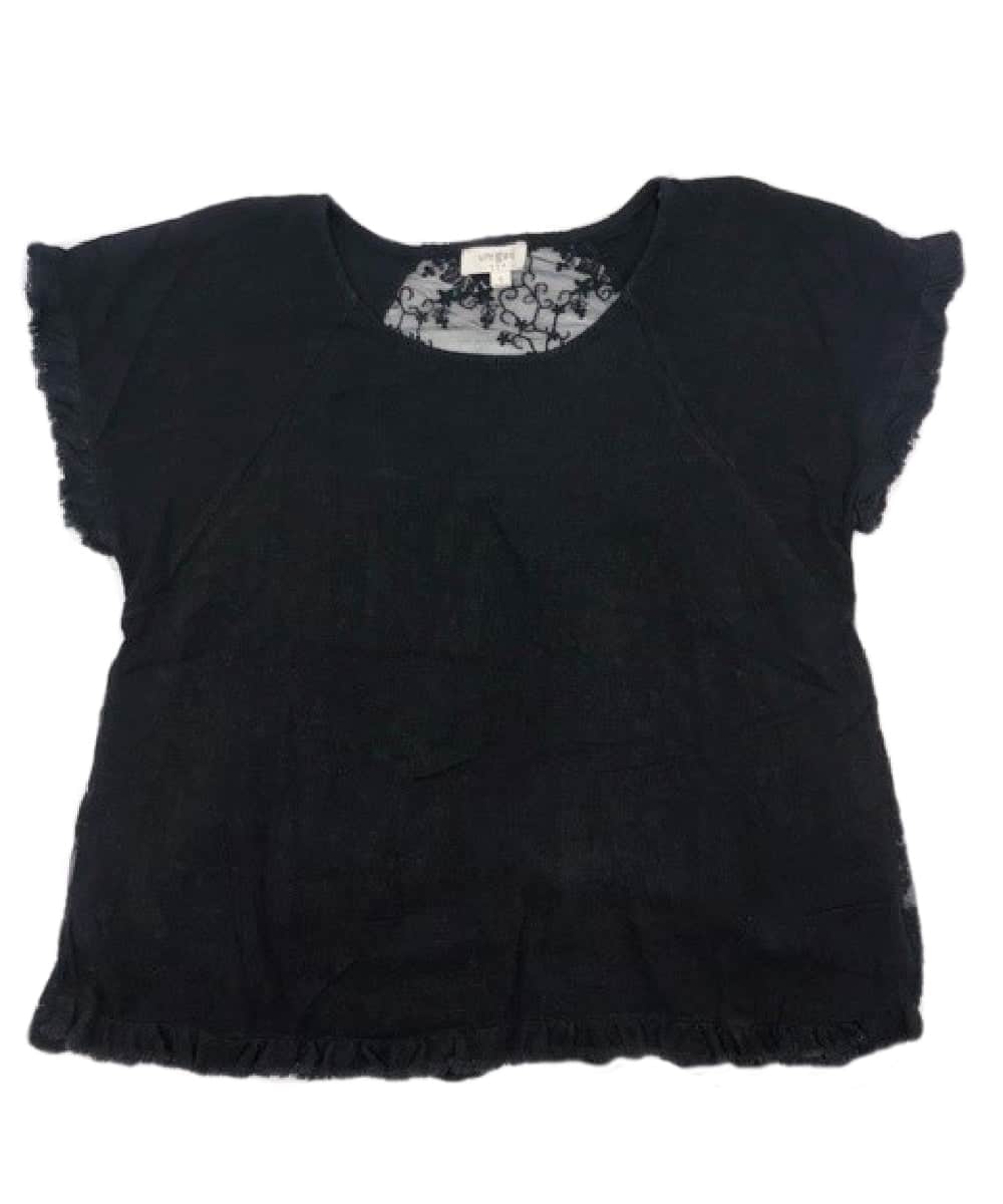 Umgee Women's Black Lace & Ruffle Top- Style #A6246 ! desc :  ! caption :