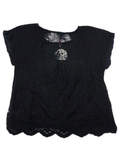 Umgee Women's Black Lace & Ruffle Top- Style #A6246 ! desc :  ! caption :
