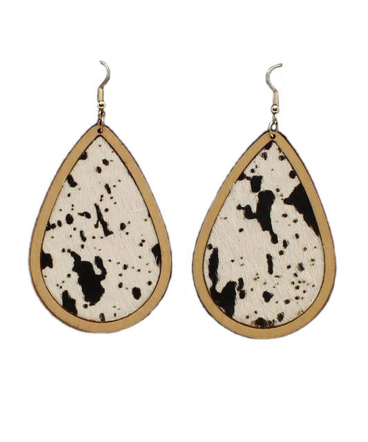 M&F Western Women's Silver Strike Calf Hair Tear Drop Earrings- Style #D4600107 ! desc :  ! caption :
