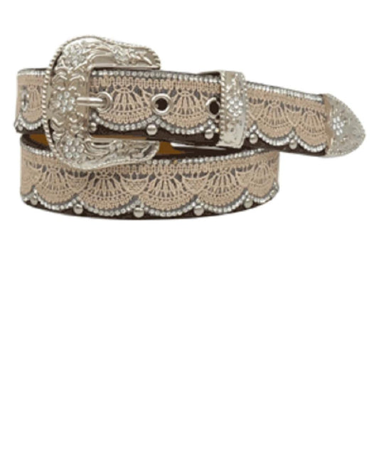 M&F Western Girls' Angel Ranch Tan Lace Belt- Style #DA3652 ! desc :  ! caption :