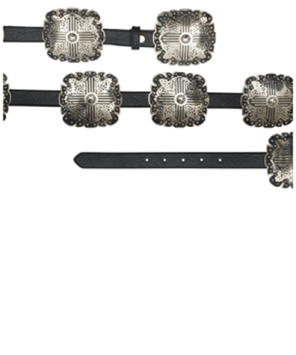 M&F Western Women's Black Embossed Concho Belt- Style #DA3660 ! desc :  ! caption :