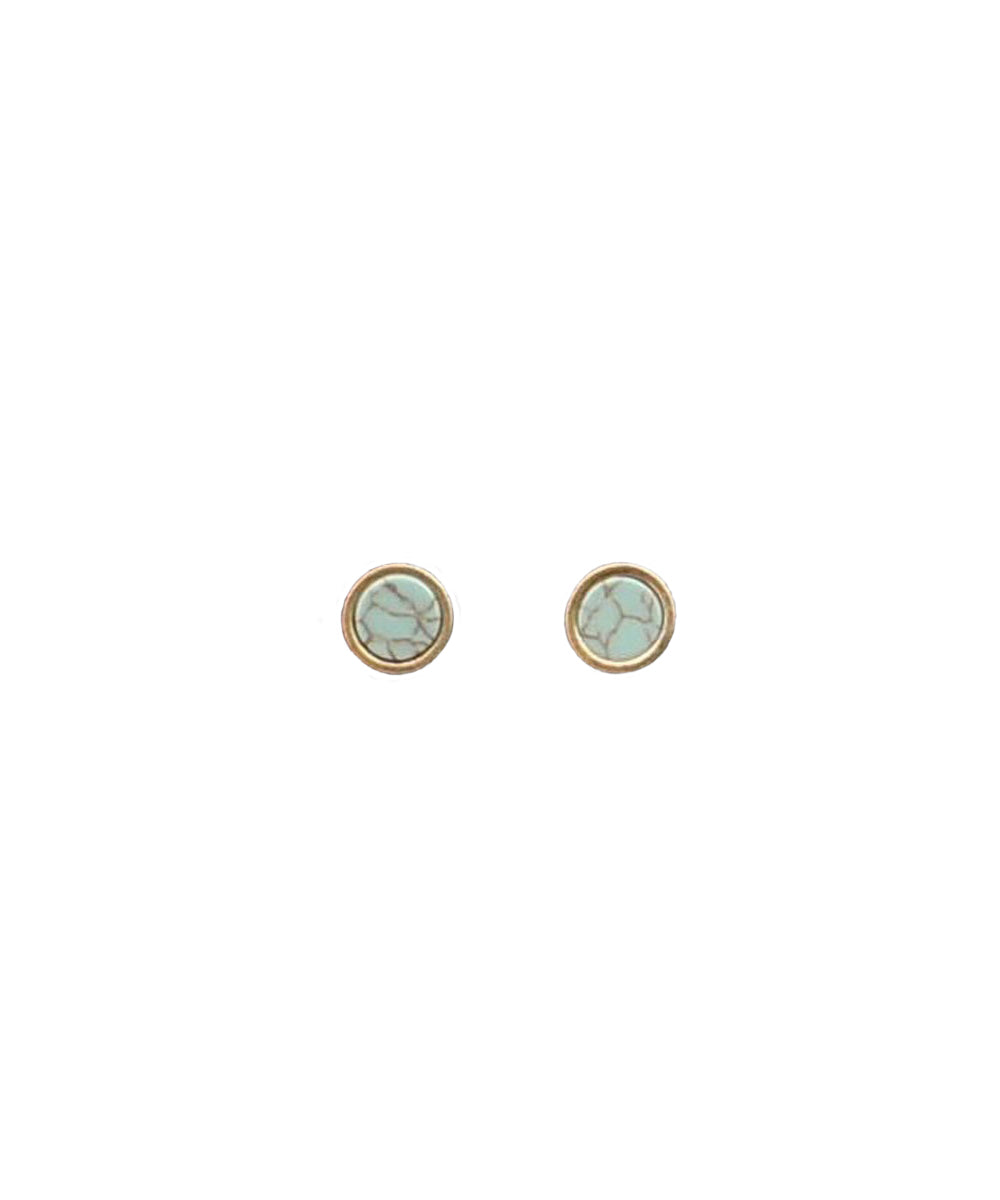 Silver Strike Women's Gold And Turquoise Stud Earrings- Style #DE361TQ ! desc :  ! caption :