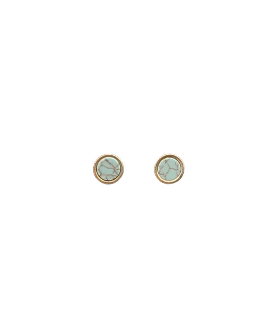 Silver Strike Women's Gold And Turquoise Stud Earrings- Style #DE361TQ ! desc :  ! caption :