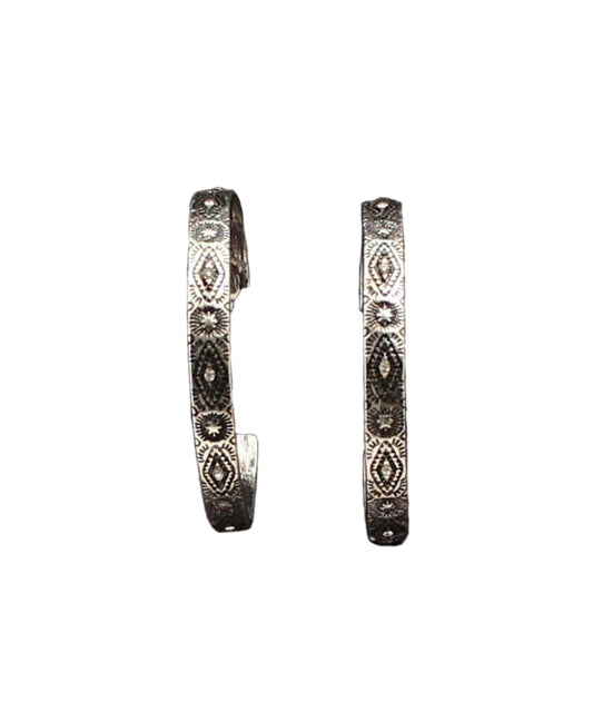 Silver Strike Women's Aztec Engraved Hoop Earrings- Style #DE386SBCL ! desc :  ! caption :