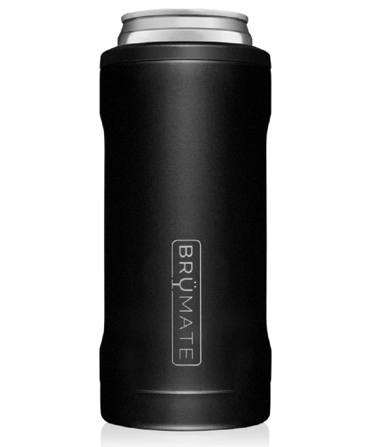 BrüMate Hopsulator Slim Matte Black Can Cooler- Style #HS12B ! desc :  ! caption :