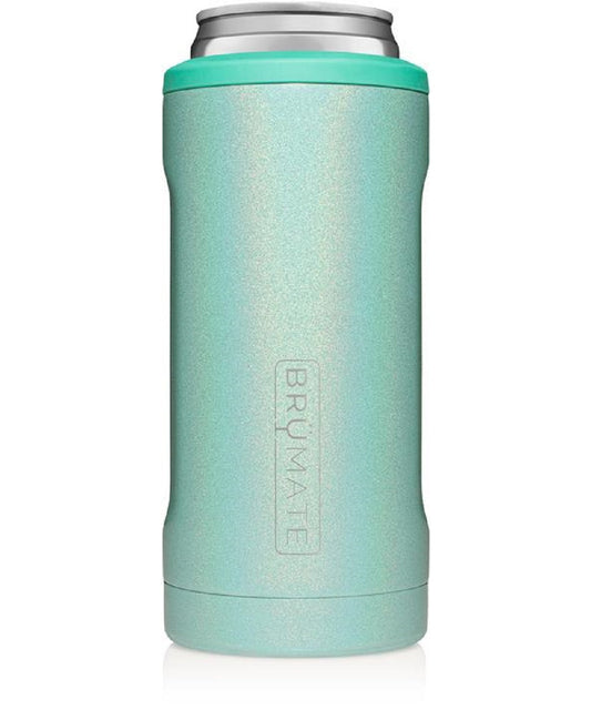 BrüMate Glitter Aqua Hopsulator Slim Can Cooler- Style #HS12GT ! desc :  ! caption :
