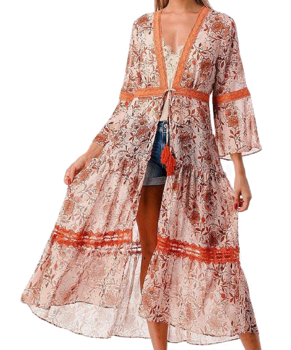 Miss Me Women's Woven Floral Print Kimono- Style #MJ0277L ! desc :  ! caption :