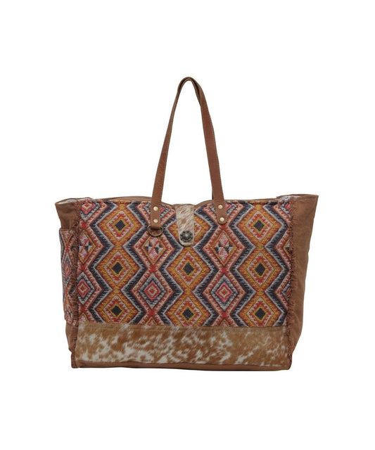 Myra Bags Women's Geometric Blues Weekender Bag