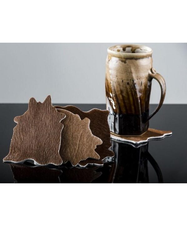 SAMSON FAMILY LEATHER HAIR ON MINI COWHIDE COASTERS- STYLE #CHCSTR RED