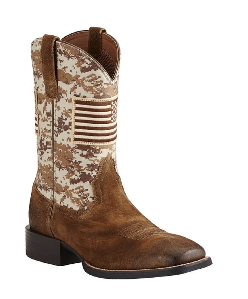 Details about   Ariat Men's Sport Patriot 11"Wide Sq.Toe Camo/Washed Suede Boot 10019959 $159.95 