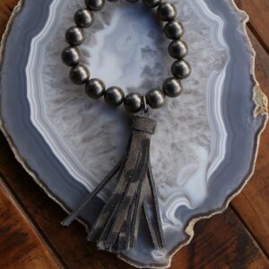 Turquoise Haven Women's Black Cheetah Tassel Bracelet- Style #81849