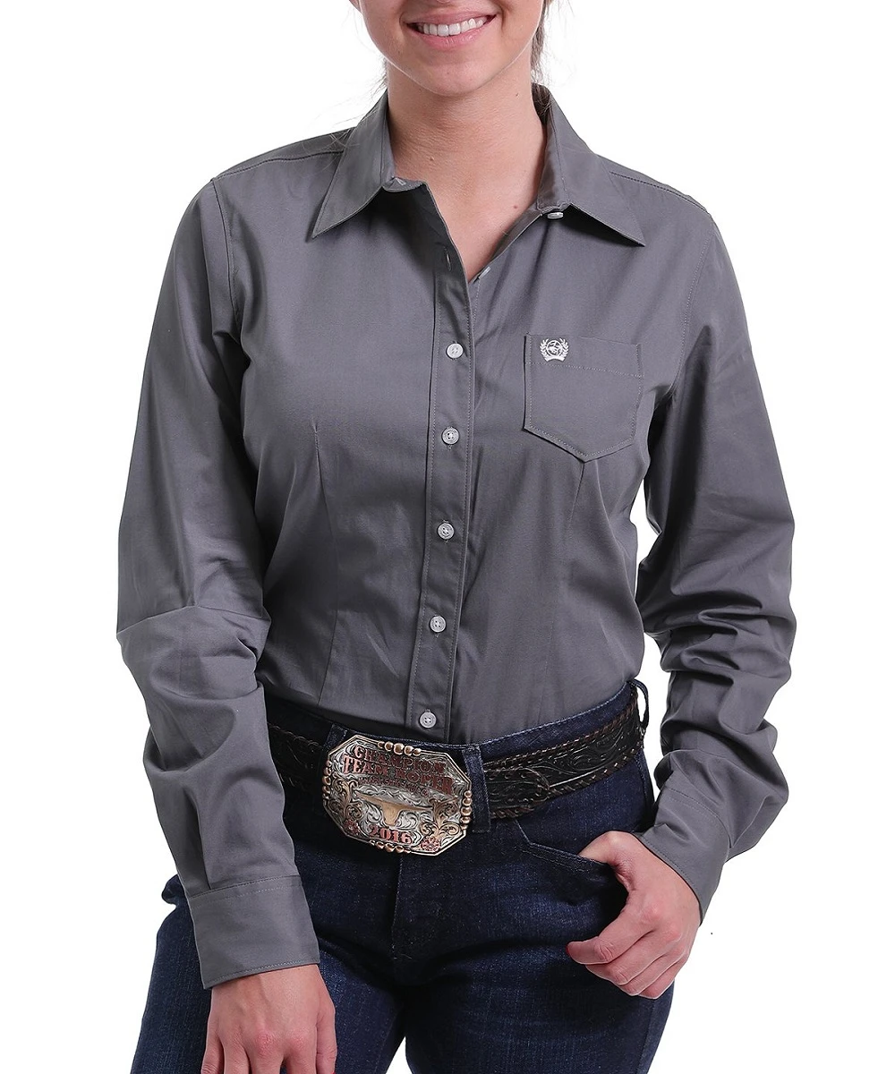 Cinch Women's Charcoal Gray Button Down Shirt- Style #MSW9164029