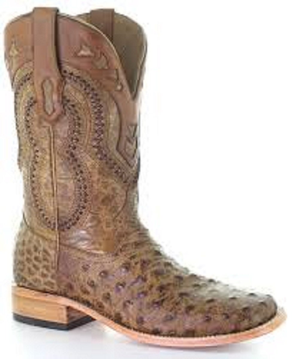 Corral Men's Ostrich Overlay Square Toe Boot- Style #A4008