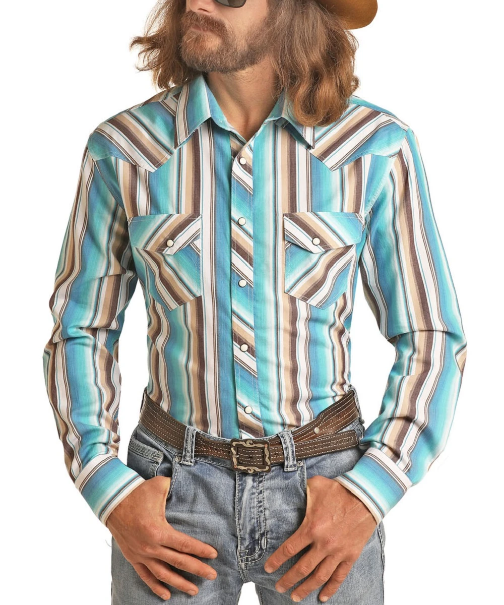 Panhandle Men's Dale Brisby Striped Snap Shirt- Style #B2S6717