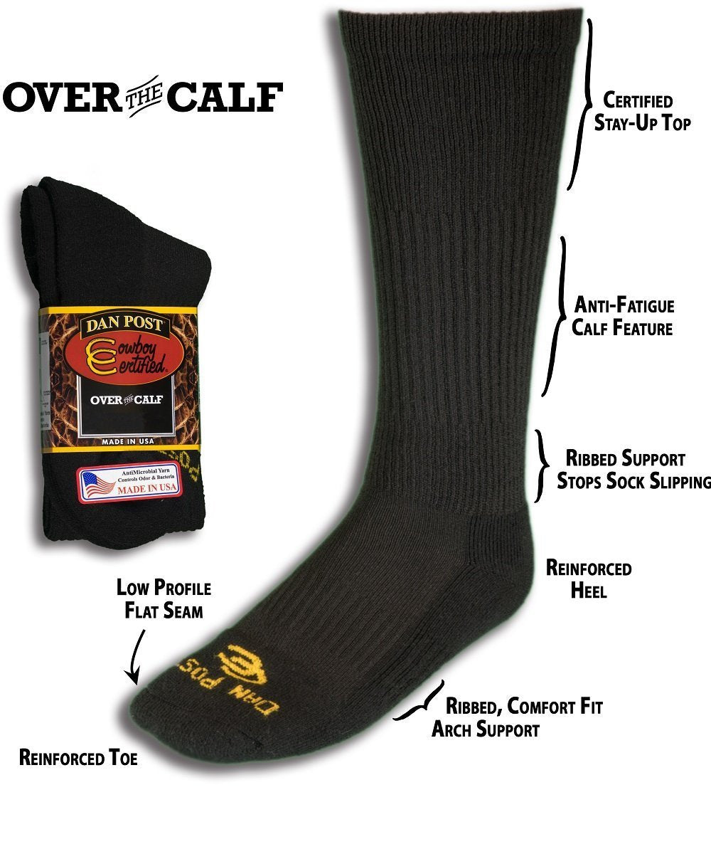 Dan Post Men's Over The Calf Black Sock- Style #DPCBC10-BK
