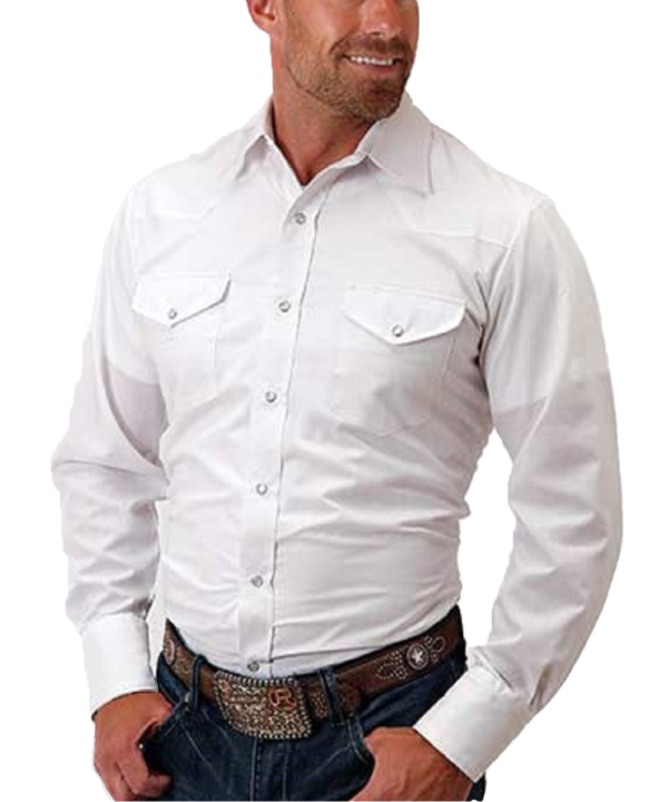 Roper Men's Tall White Tonal Stripe Snap Shirt- Style #01-001-0172-0413