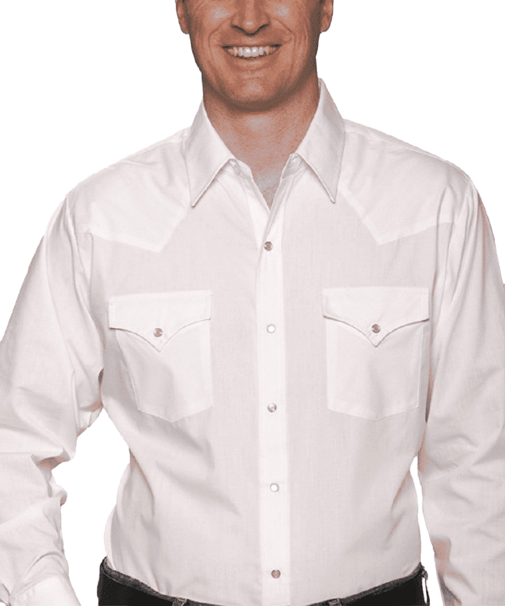Ely Walker Men's White Long Sleeve Snap Shirt- Style #15201905 WHT