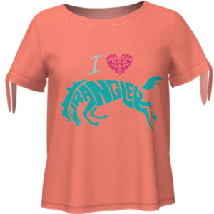 Wrangler Girl's Orange And Teal Knit Horse T-Shirt- Style #GWK117O