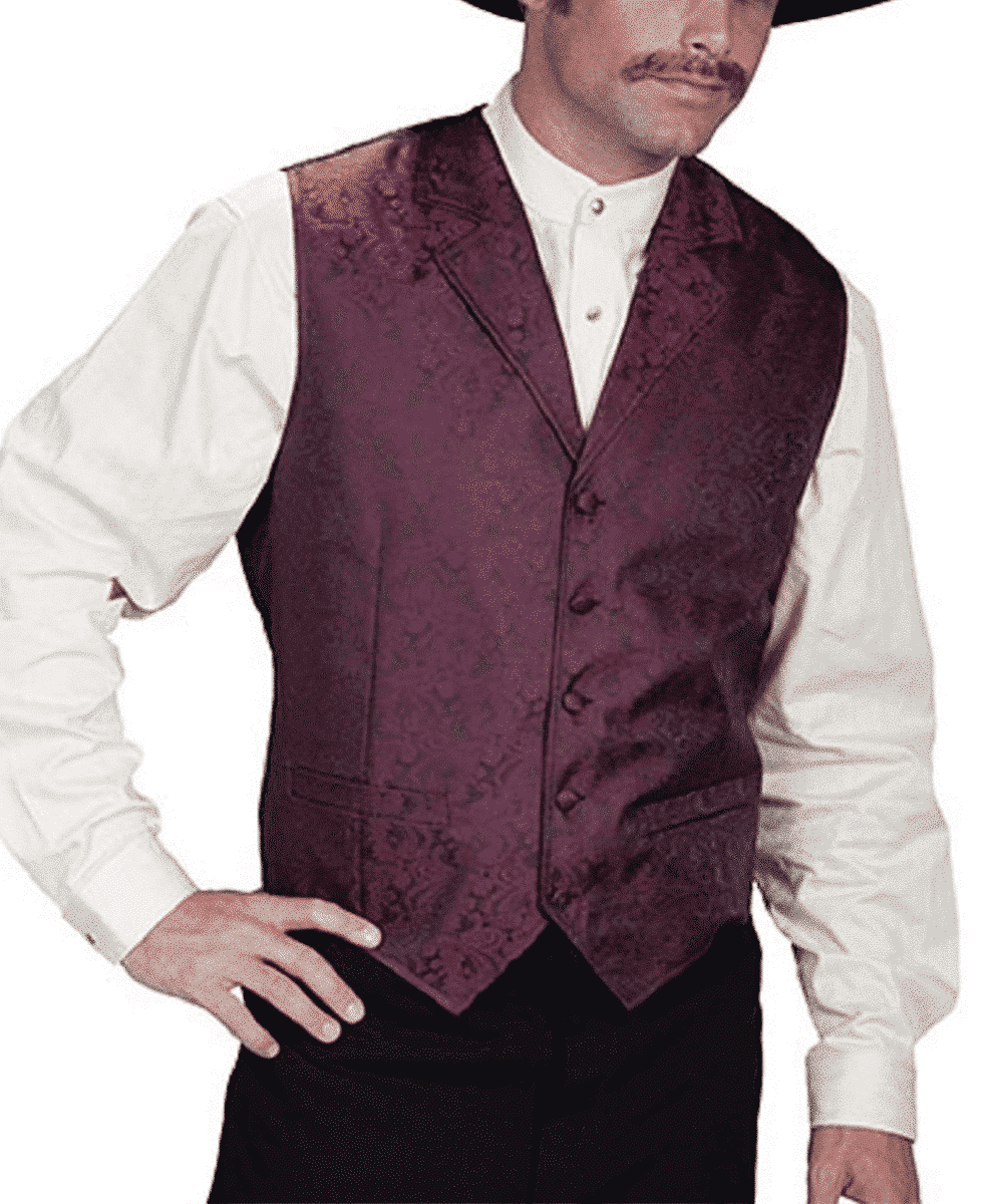 Scully Men's Burgundy Paisley Vest- Style#RW093 BUR