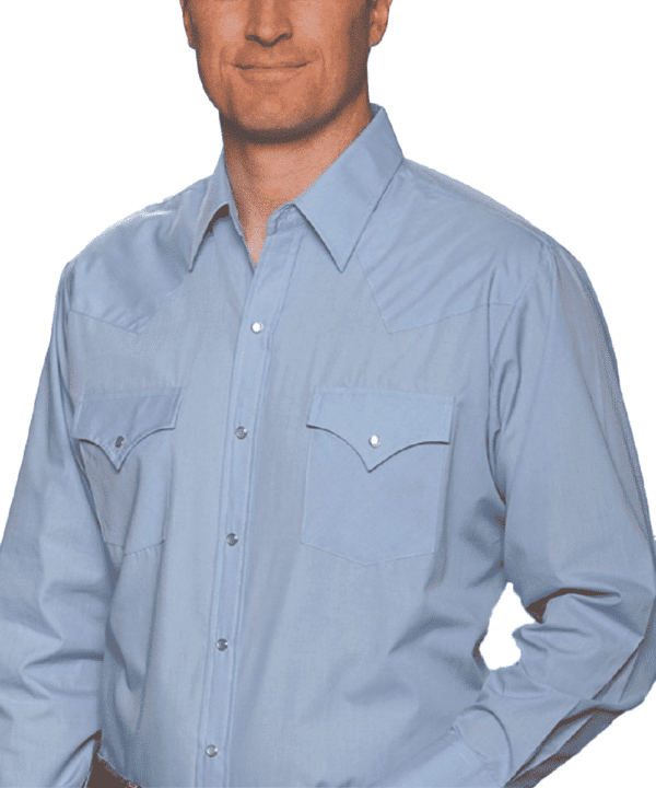 Ely Walker Men's Blue Long Sleeve Snap Shirt- Style #15201905 BLU