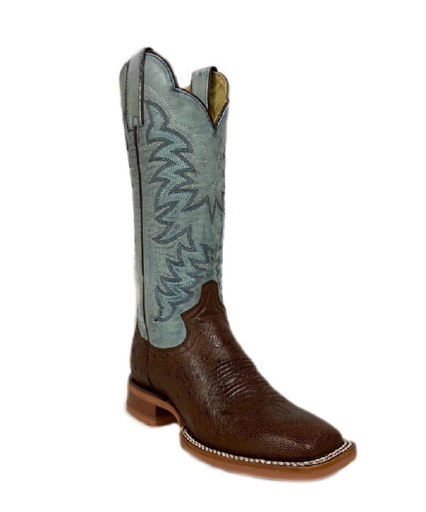 Justin Women's Ralston Antique Brown Smooth Ostrich Square Toe Boot- Style #JE702
