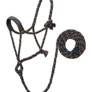 Weaver Leather EcoLuxe Braided Rope Halter With 8' Lead Brown/Indigo Blue- Style #35800-50-113