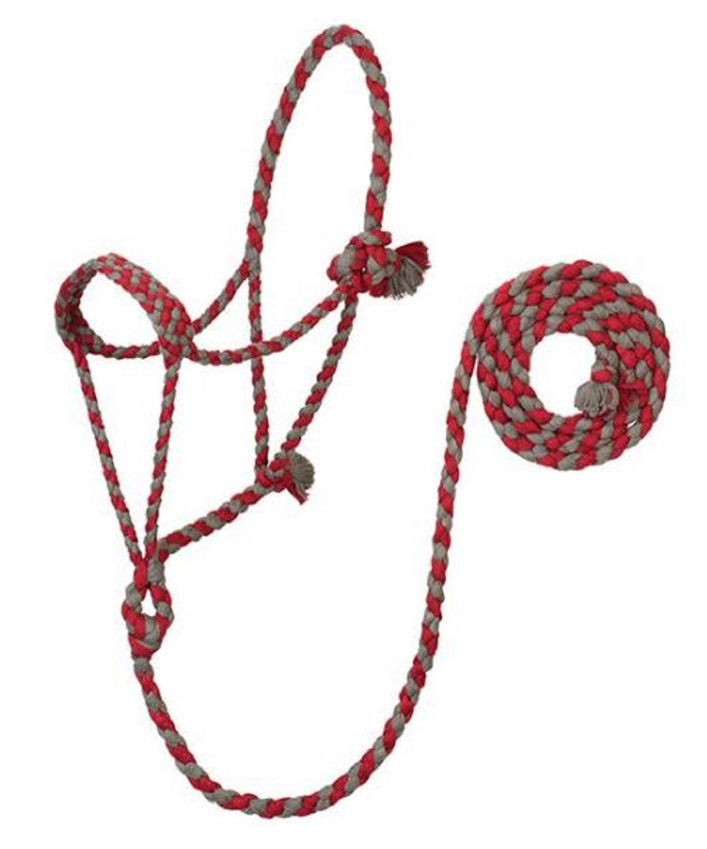 Weaver Leather EcoLuxe Braided Rope Halter With 8' Lead Dark Red/Charcoal- Style #35800-50-118
