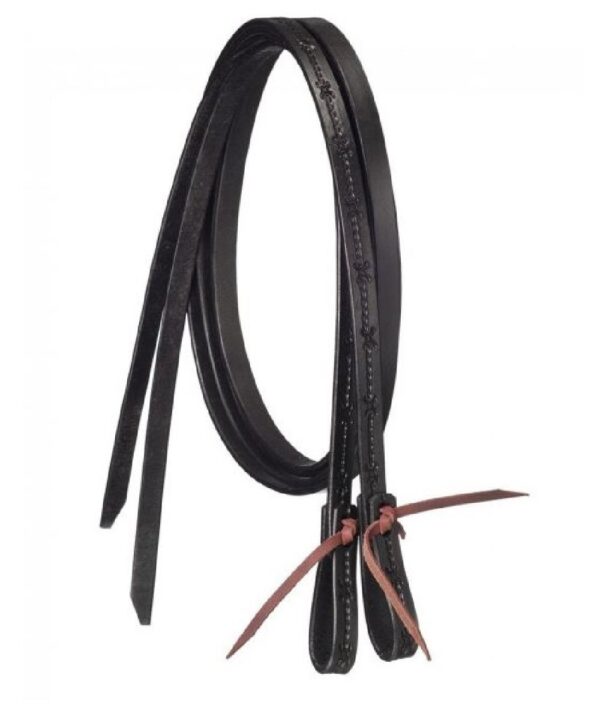 Tough1 8' Barbed Wire Tooled Split Reins- Style #43-1414-2-0