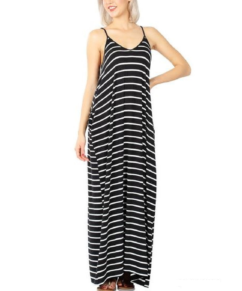 Zenana Women's Stripe Cami Maxi Dress- Style #RD-3226ABS