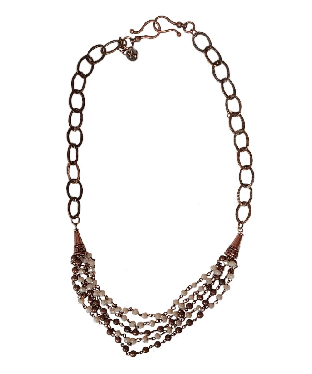 West And Co. Women's Copper And Cream Sparkle Necklace- Style #N1090CRM