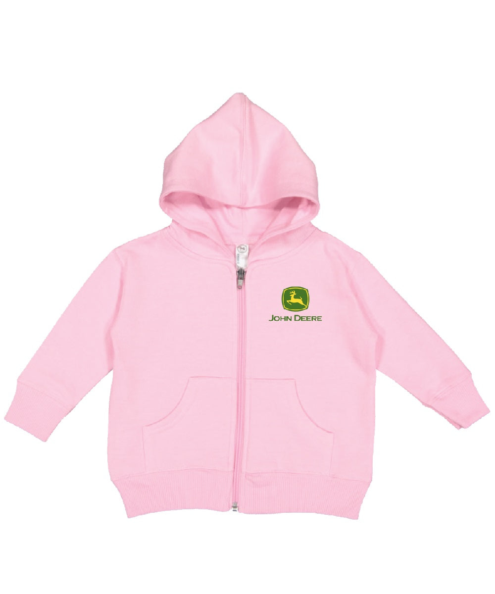 John Deere Girls' Pink Zip-Up Logo Hoodie- Style #63033403