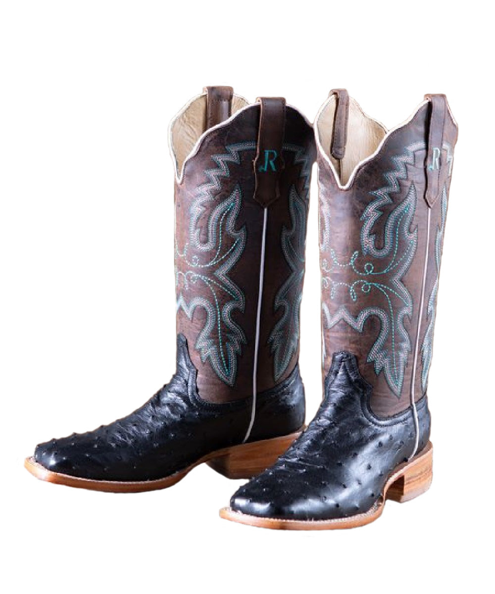 R. Watson Women's Black Full Quill Ostrich Boots- Style #RWL4300-2