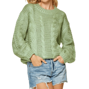 Cowpokes Bootique Women's Sage Cable Knit Sweater- Style #19697