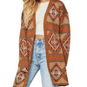 Cowpokes Bootique Women's Rust Aztec Sweater- Style #19758