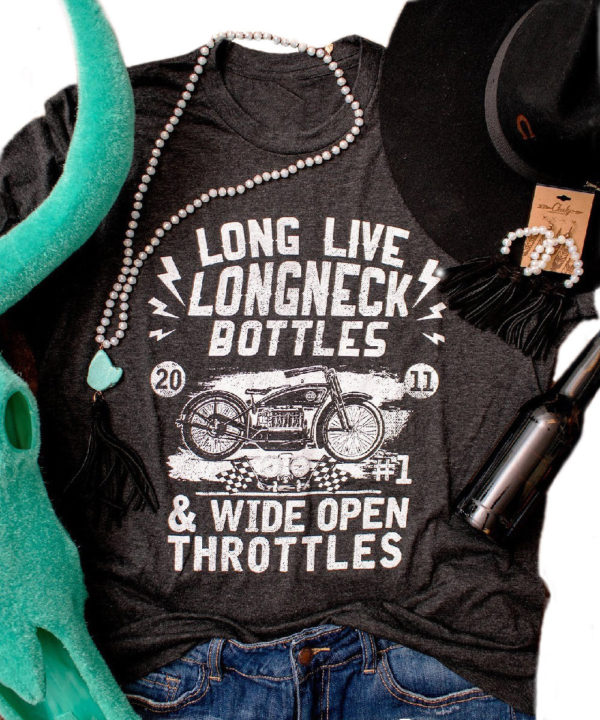 Cheekys Women's Long Live Longneck Bottles Tee- Style #AU80175