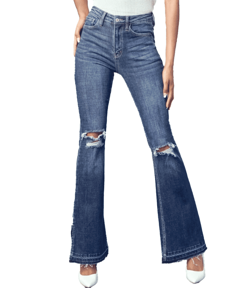 Kancan Women's High Rise Flare Jean- Style #KC7849D