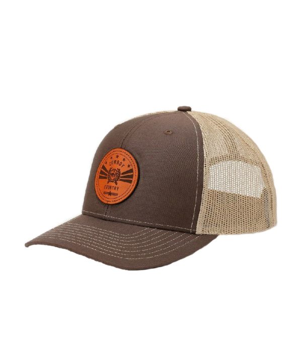 Cinch Men's Cowboy Country Leather Patch Brown Cap- Style #MCC0800012
