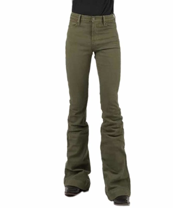 Stetson Women's Olive Green Slim Fit Flare Leg Jean- Style #11-054-0921-2410