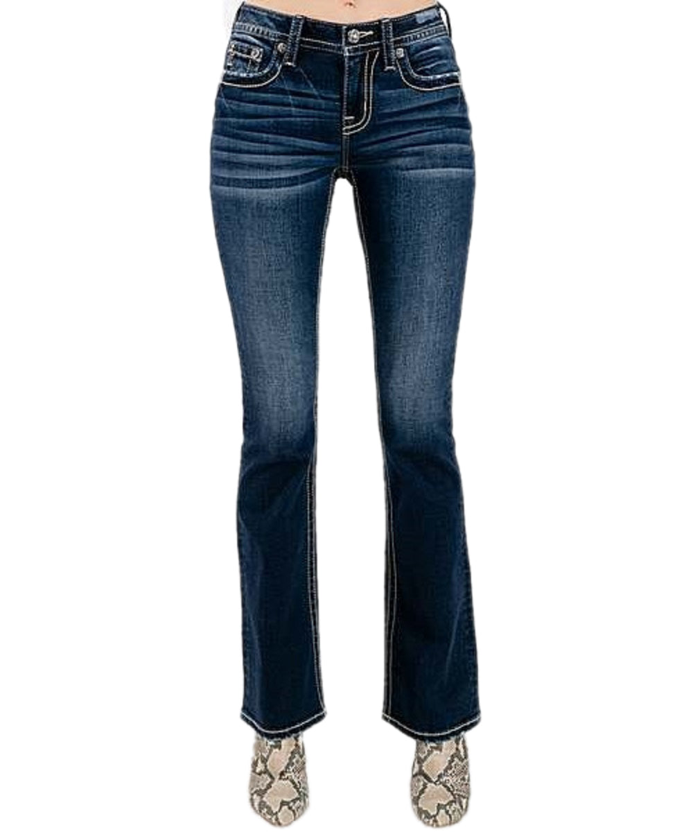 Miss Me Women's Mid Rise Boot Cut Jean- Style #M3636B34