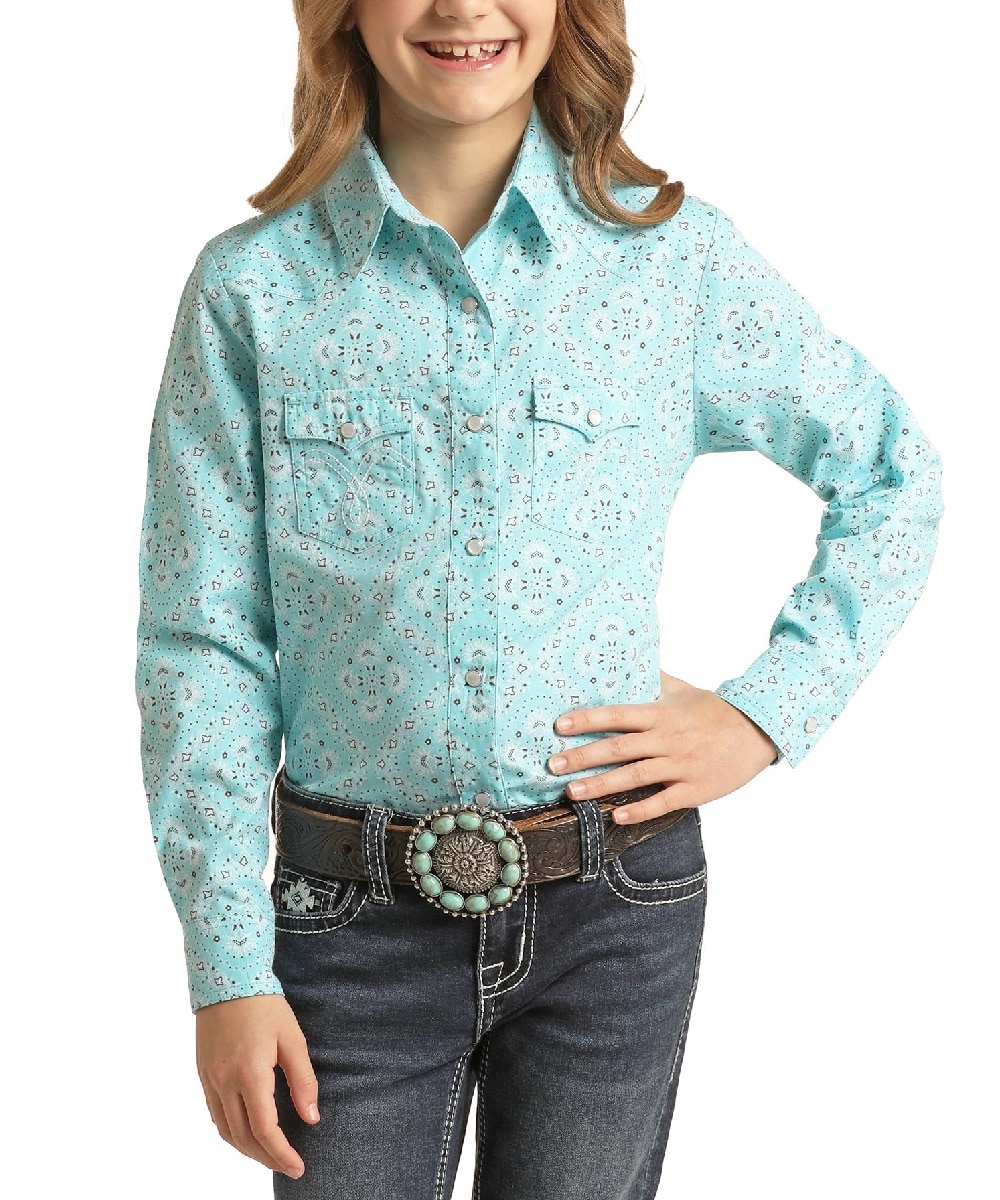 Panhandle Girls' Aquamarine Snap Shirt - Cowpokes Work & Western