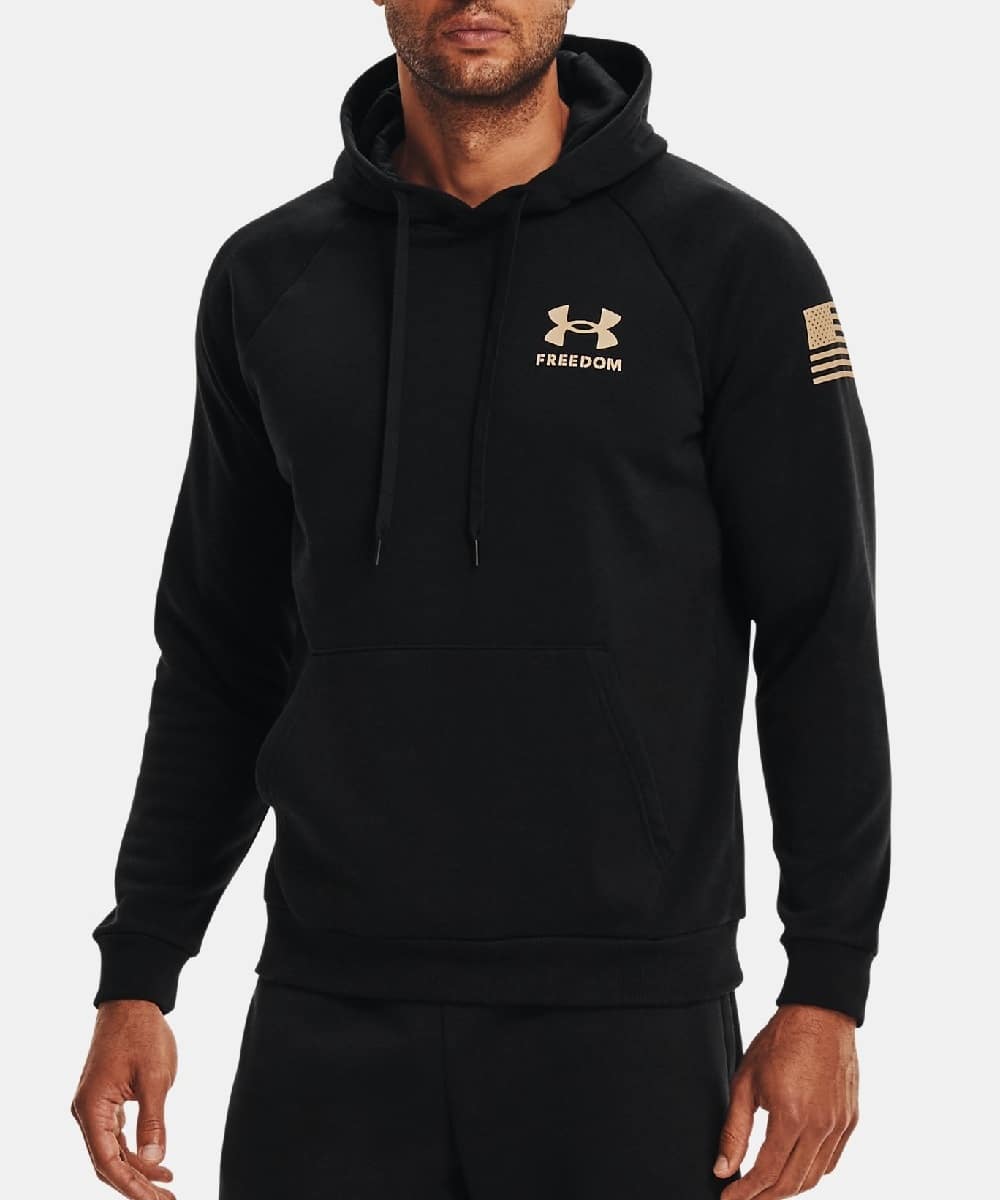 Under Armour Men's Black Freedom Flag Hoodie Cowpokes Work & Western