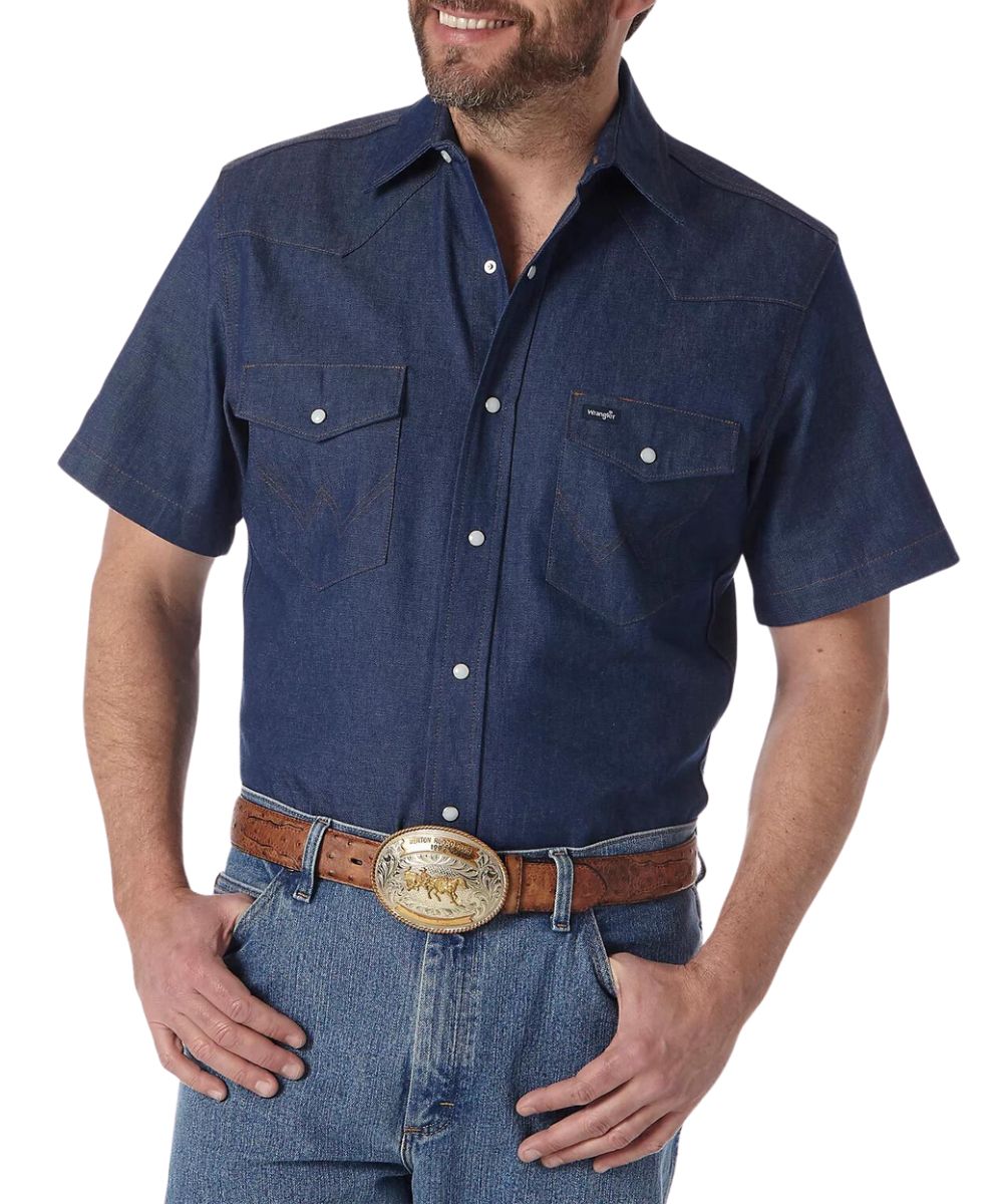 Wrangler Men's Cowboy Cut Denim Work Shirt - Cowpokes Work & Western