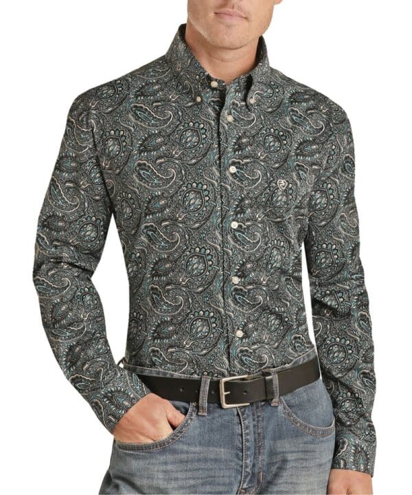 Rock & Roll Cowboy Men's Paisley Button Down Shirt Cowpokes Work